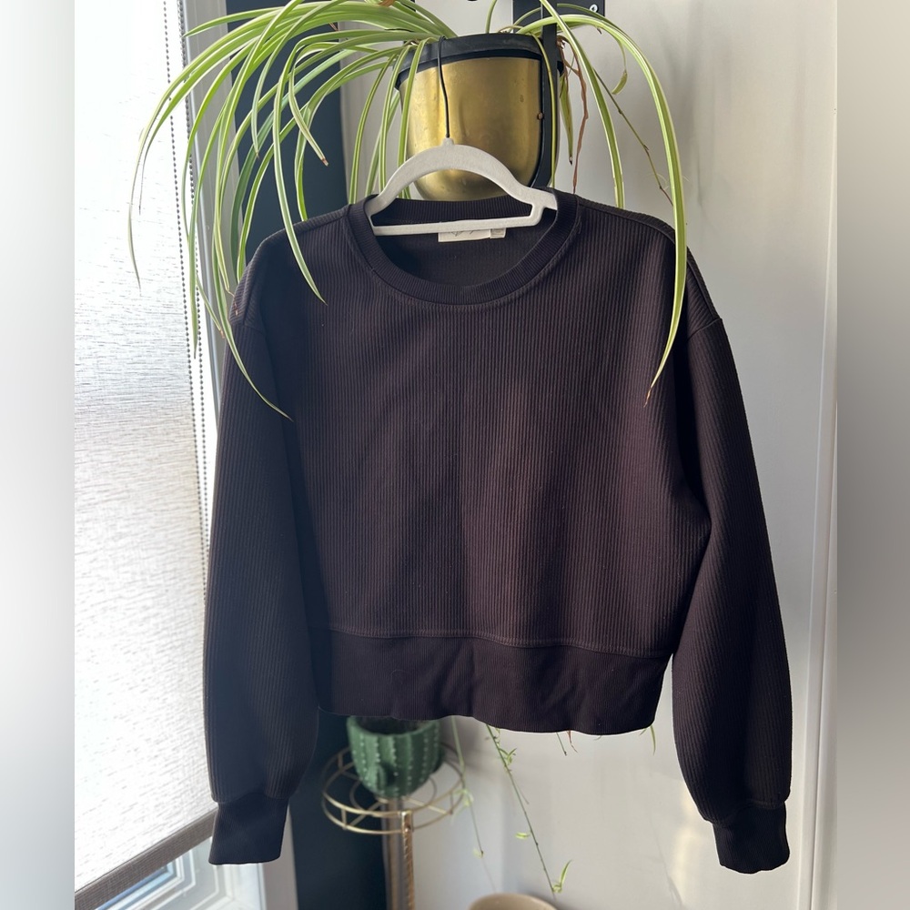 🌟HOST PICK🌟Anthropology Ribbed, Cropped Crewneck Shirt